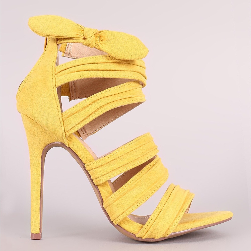 Liliana Yellow Strappy High Heel Sandals